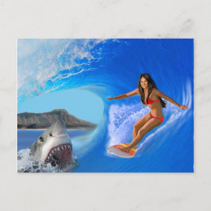 SURFERIN ENTKOMMT POSTKARTE