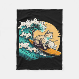 Surferkatze, Katze Auf Surfbrett, Katze Reitet Auf Fleecedecke