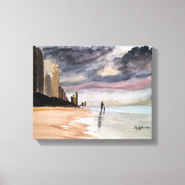 SURFERS PARADISE Queensland Australien WATERCOLOR Leinwanddruck (Vorderseite)