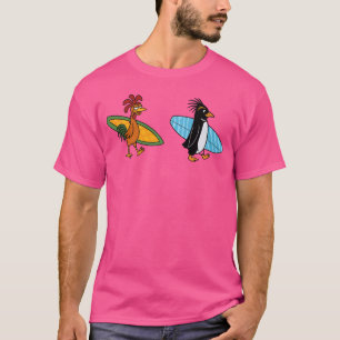 Surfers Up Chicken Joe und Cody Maverick Surf Art T-Shirt