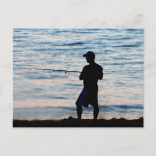 Surffischerei in der Abenddämmerung 6 Postkarte