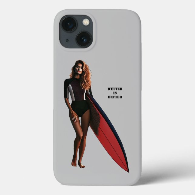 Surffrau am Strand mit ihrem Surfboard URM Case-Mate iPhone Hülle (Rückseite)