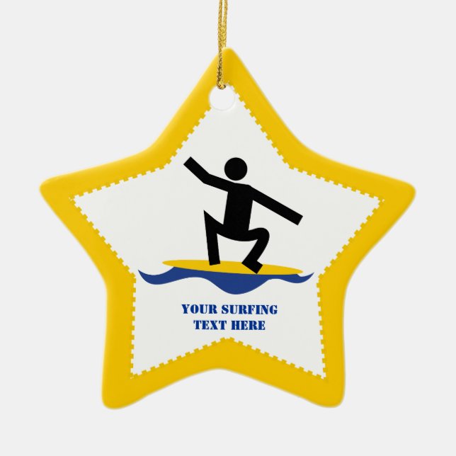 Surfgeschenke, surfen auf seinem Surfbrett nach Ma Keramikornament (Vorne)