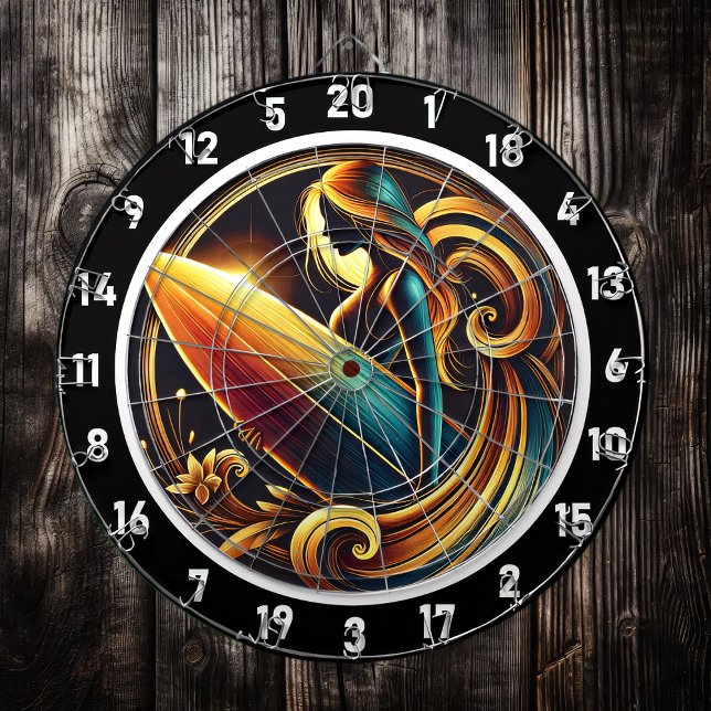 Surfglühen mit goldenem Sonnenuntergang Dartscheibe (Von Creator hochgeladen)