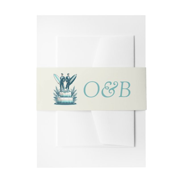 Surfgrooms Hochzeit Einladungsbanderole (Vorderseite Beispiel)