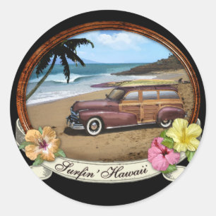 Surfin' Hawaii Runder Aufkleber