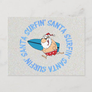 Surfin' Santa Feiertagspostkarte