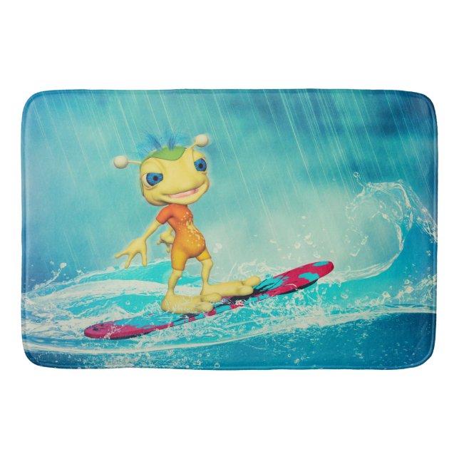 Surfing-Alien Badematte (Vorderseite)