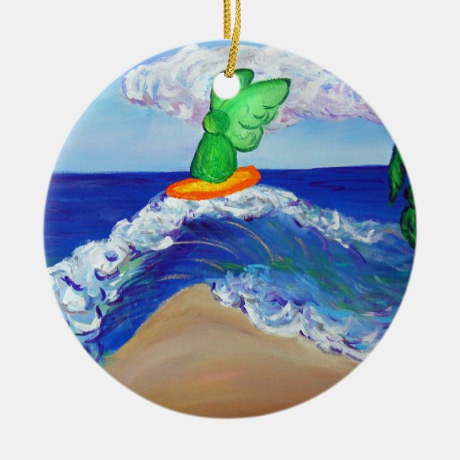 Surfing Angel Raphael Reiten Heilung Wave Ornament (Vorne)