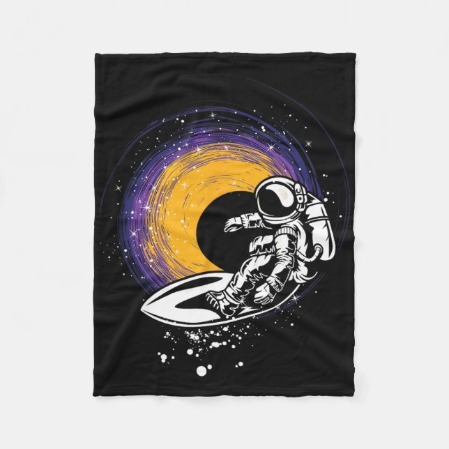 Surfing Astronaut - Galaxy Planets Space Spaceship Fleecedecke (Vorderseite)