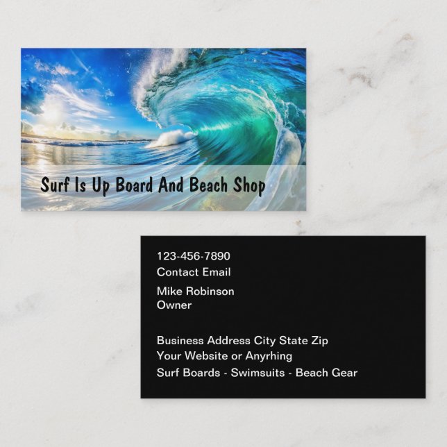 Surfing Beach Gear Business Cards Visitenkarte (Vorne/Hinten)