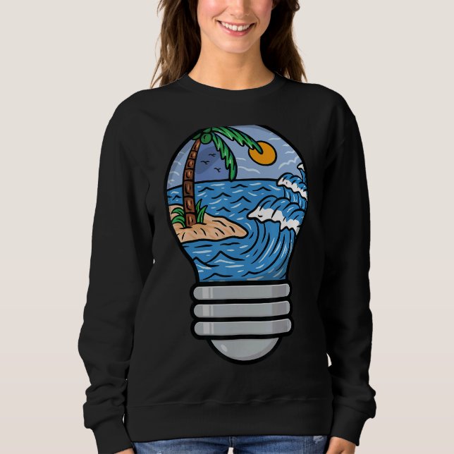 Surfing Beach Waves schlagen Bulb Matching Urlaub Sweatshirt (Vorderseite)