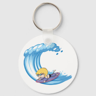 Surfing Boy Blue Wave Keychain Schlüsselanhänger