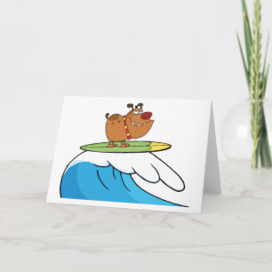 Surfing Bulldog Dankeskarte
