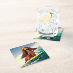 Surfing Dackel Drink Coasters Rechteckiger Pappuntersetzer