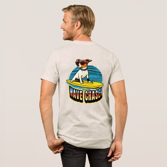 Surfing-Dog-Wave-Chaser-T-Shirt  Tri-Blend Shirt (Rückseite voll)
