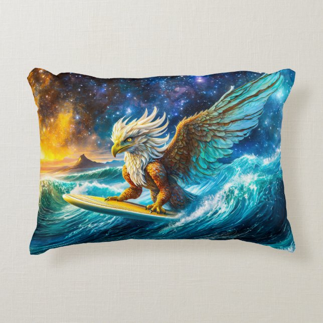 Surfing Eagle Design von Rich AMeN Gill Dekokissen (Vorderseite)