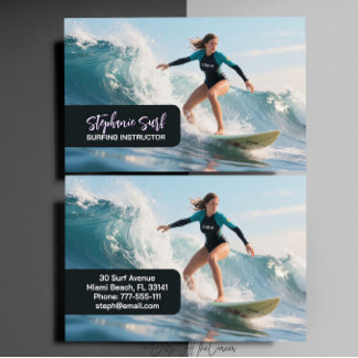 Surfing Female Instructor Business Card Visitenkarte