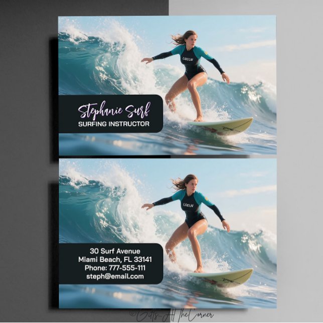 Surfing Female Instructor  Business Card Visitenkarte (Von Creator hochgeladen)