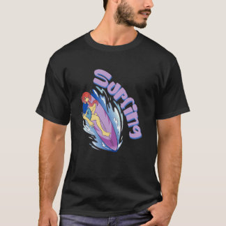 Surfing Girl Ocean Waves Surfboard Surfer T-Shirt