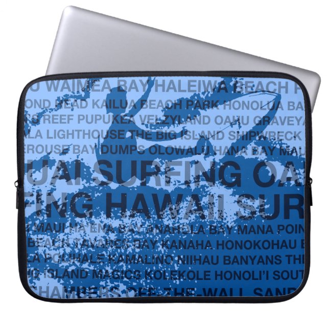 Surfing Hawaii Cutback Hawaiian Wetsuit Laptop Bag Laptopschutzhülle (Vorderseite)