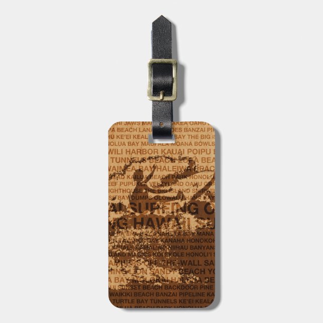 Surfing Hawaii Cutback Imitate Holzspeckeags Gepäckanhänger (Vorderseite vertikal)