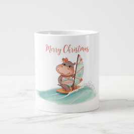 Surfing Hippo Bikini Christmas Jumbo-Tasse