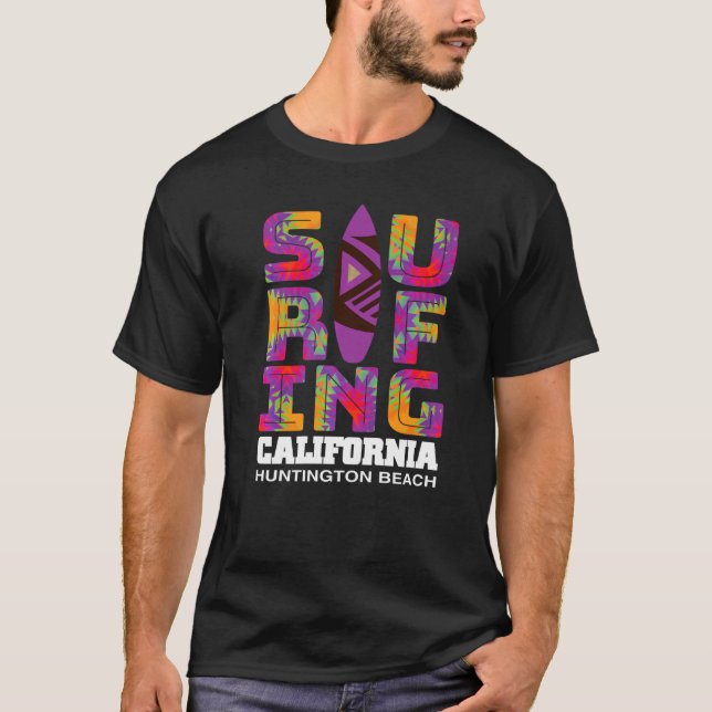 Surfing Huntington Beach California Surf Cali Beac T-Shirt (Vorderseite)