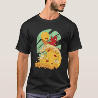 Surfing Japan Samurai-Katze Vintage-Surfbrett T-Shirt