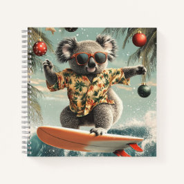 Surfing Koala in Hawaiian Shirt Notizbuch