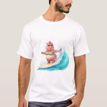 Surfing Nilpferd Weihnachten Bikini Nilpferd T-Shi