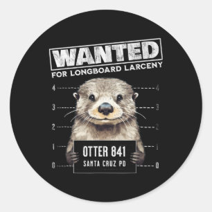 Surfing Otter 841 wegen Longboard-Diebstahls gesuc Runder Aufkleber