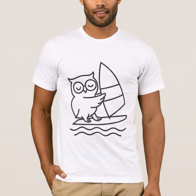 Surfing Owl Niedlich Stilvoller T - Shirt (Vorderseite)