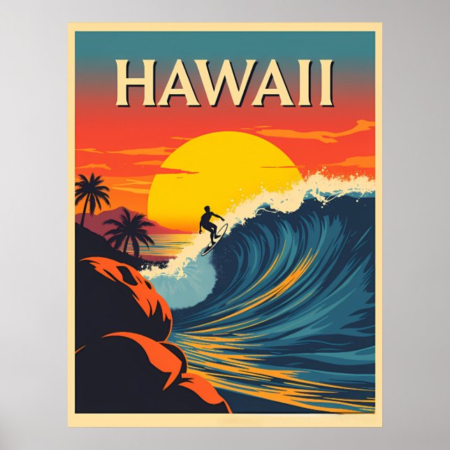 Surfing Paradise: Hawaii Sunset Adventure Poster (Vorne)