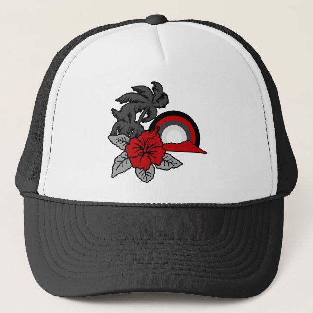 Surfing Safari Hawaiian Retro Trucker Hat Truckerkappe (Vorderseite)