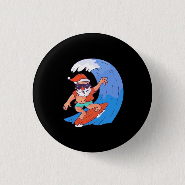 Surfing Santa Button (Vorderseite)