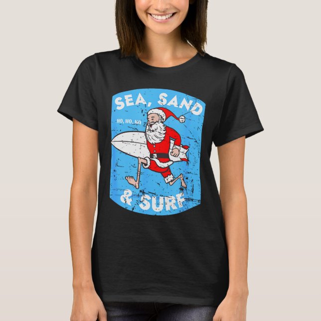 Surfing Santa - Christmas Surfboarding Santa Claus T-Shirt (Vorderseite)