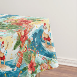Surfing Santa Christmas with Santa Surfer  Tischdecke