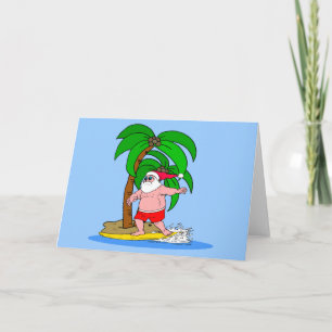 surfing Santa Claus Feiertagskarte