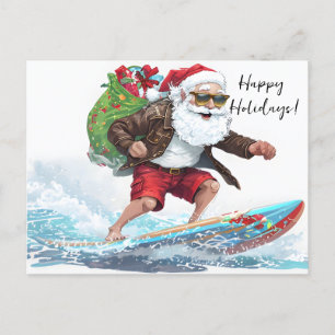 Surfing Santa Feiertagspostkarte