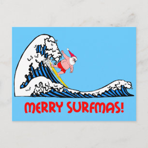 Surfing Santa Feiertagspostkarte