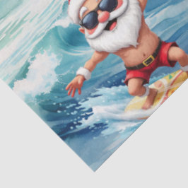 Surfing Santa is on big wave in Hawaii  Seidenpapier