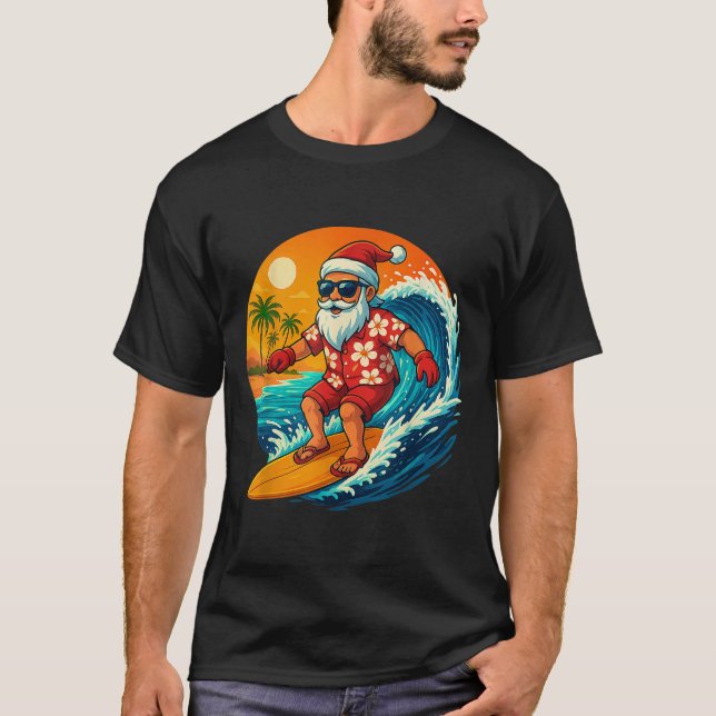 Surfing Santa Trocal Christmas Holiday Hawaiian Be T-Shirt (Vorderseite)