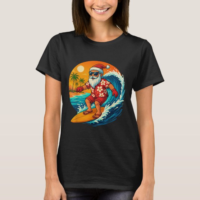 Surfing Santa Trocal Christmas Holiday Hawaiian Be T-Shirt (Vorderseite)