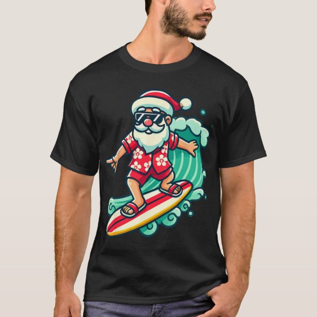 Surfing Santa Trocal Christmas Vacation Xmas In  T-Shirt (Vorderseite)