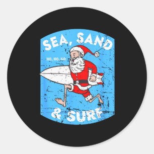 Surfing Santa - Weihnachts-Surfboarding Weihnachts Runder Aufkleber