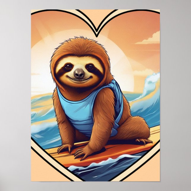 Surfing Sloth Poster (Vorne)