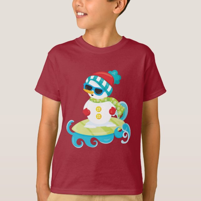 Surfing Snowman T-Shirt (Vorderseite)