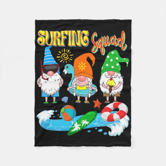Surfing Squad Three Gnomes Hawaiian Surfing Summer Fleecedecke (Vorderseite)