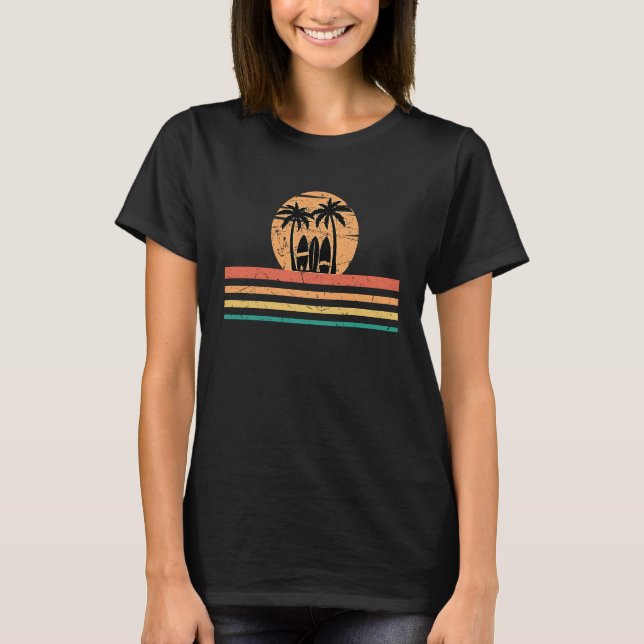 Surfing Sunset Palm Tree Retro for Surfing Surfboa T-Shirt (Vorderseite)